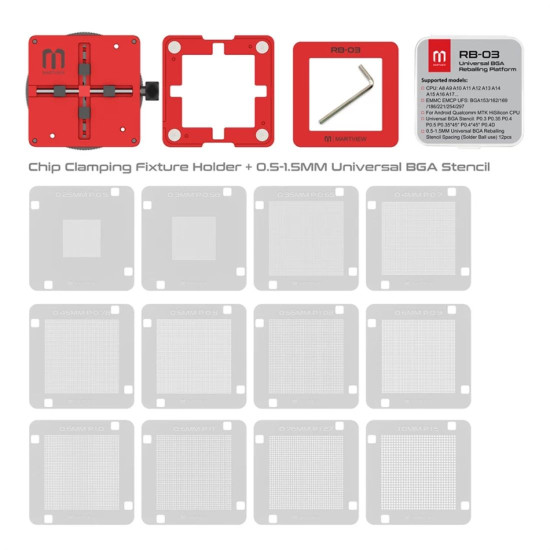 MARTVIEW RB-03 MULTI-FUNCTIONS AUTOMATIC POSITIONING UNIVERSAL BGA REBALLING STATION HOLDER TEMPLATE WITH 36 PCS STENCILS