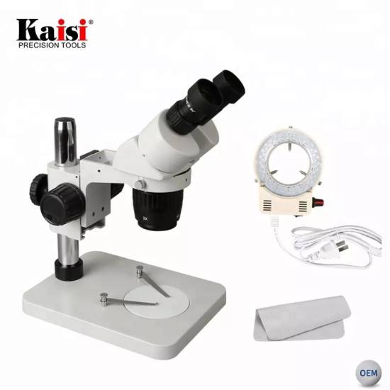 KAISI 20X/40X WIDEFIELD STEREO BINOCULAR MICROSCOPE WITH LED LIGHT