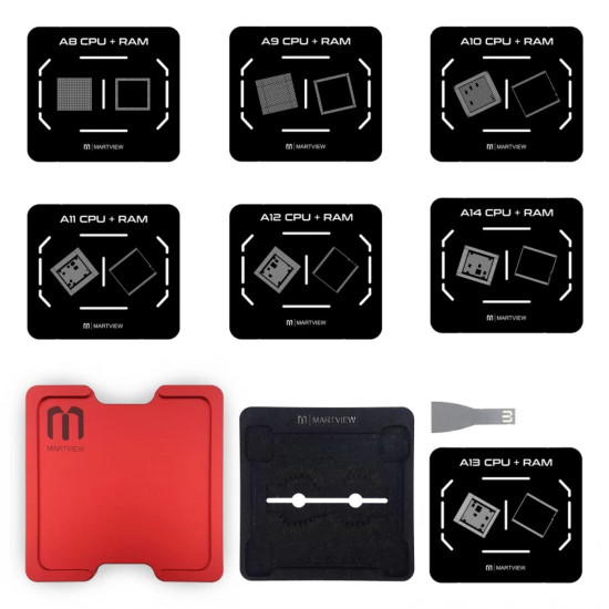 MARTVIEW RB-02 7IN1 CPU REBALLING STENCIL FULL SET FOR IPHONE A8 A9 A10 A11 A12 A13 A14