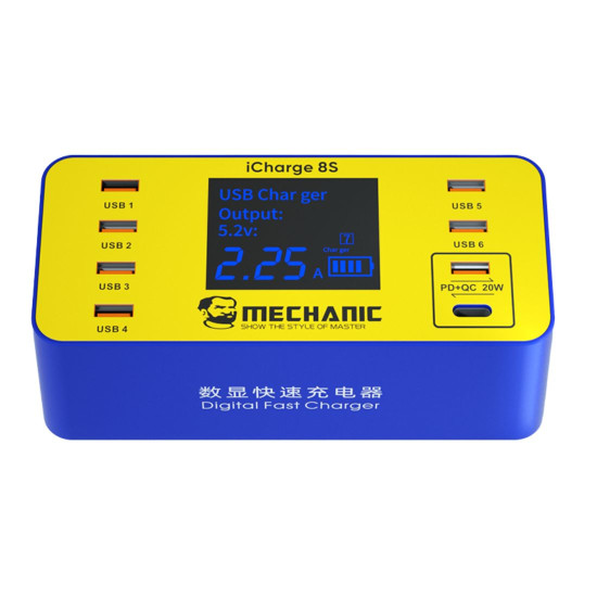 MECHANIC ICHARGE 8S QC 3.0 MULTI-PORT SMART FAST CHARGER WITH DIGITAL DISPLAY