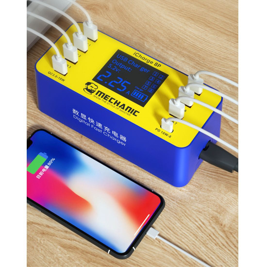 MECHANIC ICHARGE 8S QC 3.0 MULTI-PORT SMART FAST CHARGER WITH DIGITAL DISPLAY