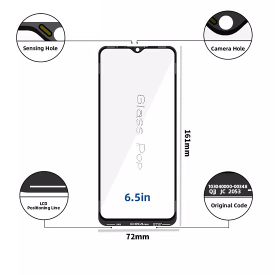 REPLACEMENT FRONT LCD GLASS WITH OCA FOR SAMSUNG A03 CORE