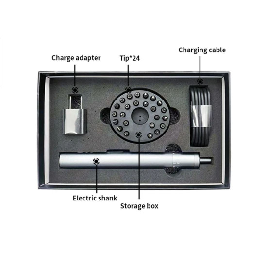 TBK 008 ADJUSTABLE STRENGTH RECHARGEABLE MINI ELECTRIC SCREWDRIVER SET WITH AUTO BRAKE FUNCTION - 24PCS BITS 