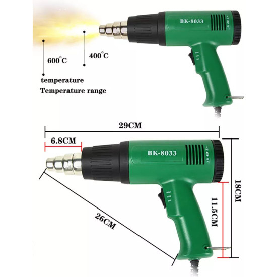 BAKU 8033 HOT AIR GUN WITH DUAL TEMPERATURE FOR HEAT SHRINK WRAPPING