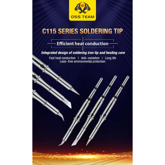 OSS TEAM C115-I / IS / K SOLDERING IRON TIPS COMPATIBLE WITH JBC SOLDERING STATION