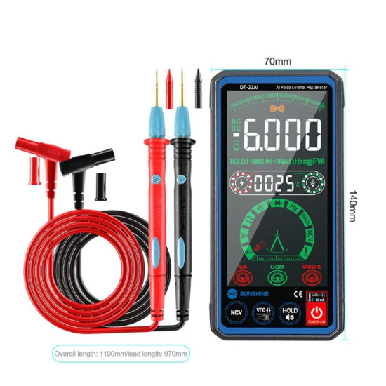 SUNSHINE DT-22AI TRUE RMS SMART VOICE CONTROL LCD MULTIMETER