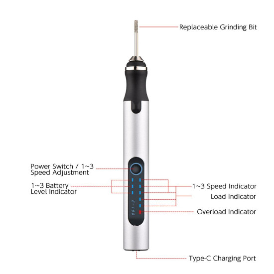 IPOHMZ E-108 INTELLIGENT CHARGING POLISHING GRINDING PEN