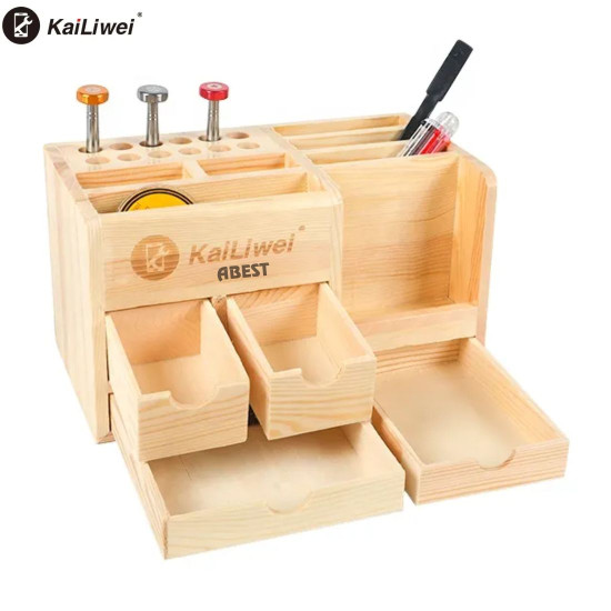 KAILIWEI G150 WOODEN CRAFT MULTIFUNCTIONAL STORAGE BOX WITH 4 DRAWERS