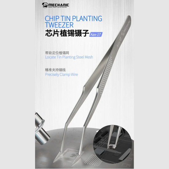 MECHANIC AAX-17 NON-MAGNETIC STAINLESS STEEL PRECISION IC & STENCILS PLANTING TWEEZER