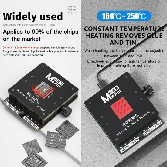 MAANT SL-1 GLUE MELTING BY MAGIC FURNACE FOR EMMC/CPU IC CHIP HEATING DE-GUMMING AND DE-TINNING