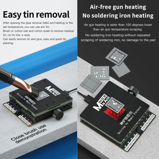 MAANT SL-1 GLUE MELTING BY MAGIC FURNACE FOR EMMC/CPU IC CHIP HEATING DE-GUMMING AND DE-TINNING