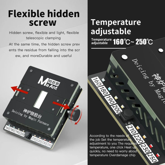 MAANT SL-1 GLUE MELTING BY MAGIC FURNACE FOR EMMC/CPU IC CHIP HEATING DE-GUMMING AND DE-TINNING