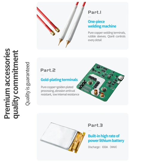 QIANLI MACARON GENERATION 2 PORTABLE BATTERY SPOT WELDING MACHINE FOR IPHONE 11 TO 14 SERIES WITH 6 PCS BATTERY HOLDER