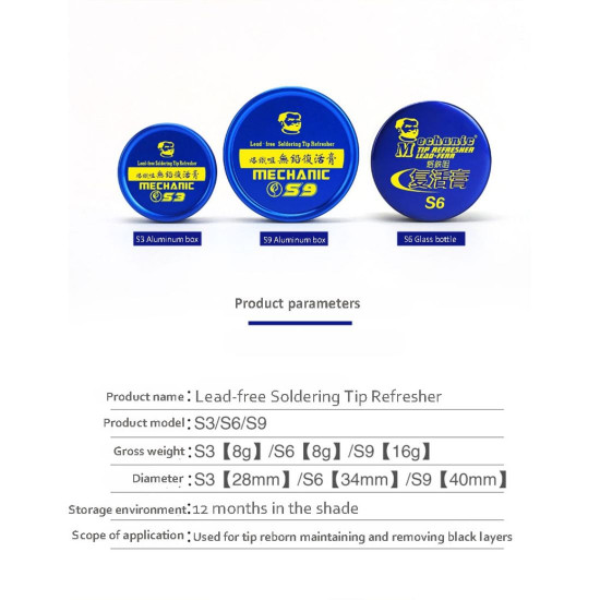 MECHANICAL S3 LEAD-FREE SOLDERING IRON TIP REFRESHER/CLEANING PASTE