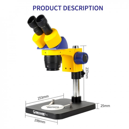 MECHANIC MC 24S-B1 BINOCULAR MICROSCOPE WITH DOUBLE GEAR - 2X-4X ZOOMING