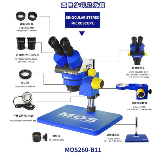 MECHANIC MOS260 6X-45X BINOCULAR 360° ROTATE HD STEREO MICROSCOPE