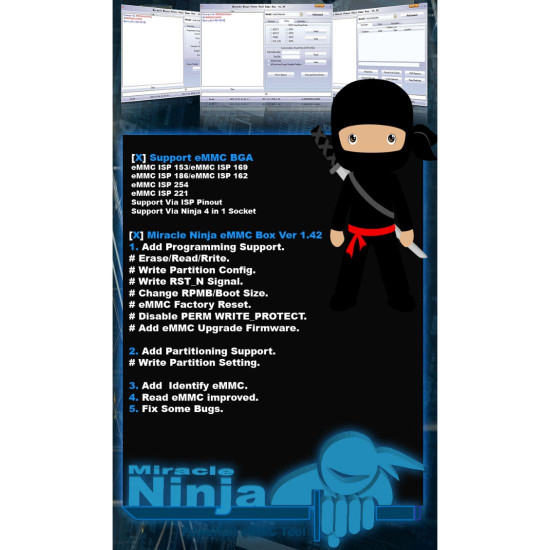 MIRACLE NINJA POWERFULL EMMC PROGRAMMING TOOL WITH 4 SOCKET 