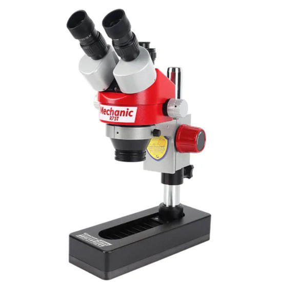 MECHANIC R75T-ISLIDE 0.7X-45X TRINOCULAR STEREO MICROSCOPE - RED EDITION