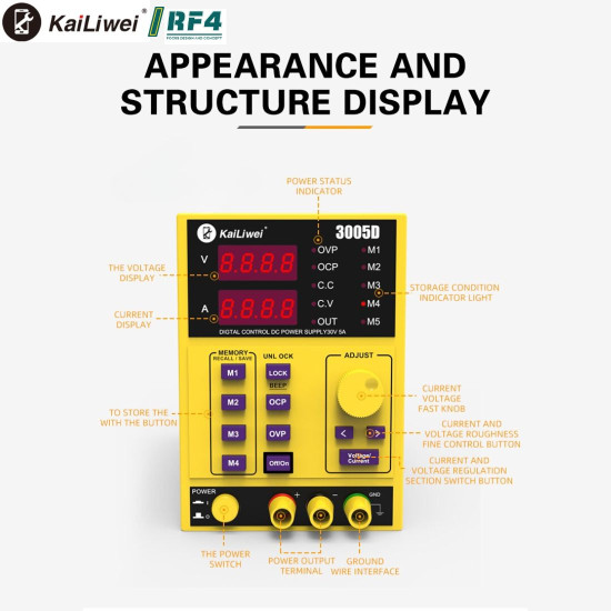 KAILIWEI 3005D 30V / 5AMP MULTIFUNCTIONAL DC STABILIZED POWER SUPPLY 