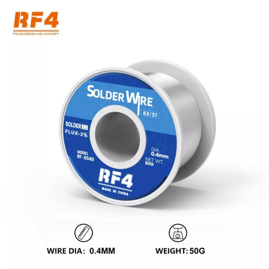 RF4 RF-054D 0.4MM LEAD FREE HIGH PURITY SOLDER WIRE - 50G