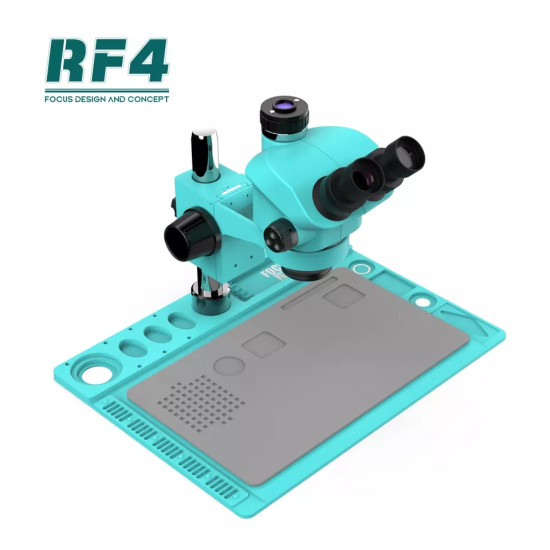 RF4 RF7050TVD2 TRINOCULAR STEREO MICROSCOPE WITH MULTIFUNCTIONAL ALUMINUM ALLOY BASE 7X~50X ZOOM - 3D CONTINUOUS ZOOM