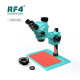 RF4 RF7050-P04 TRINOCULAR STEREO MICROSCOPE WITH MULTIFUNCTIONAL ALUMINUM ALLOY BASE 7X~50X ZOOM - 3D CONTINUOUS ZOOM