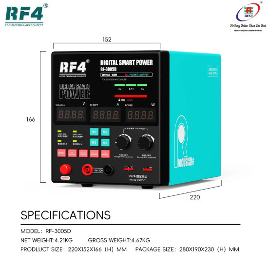 RF4 RF-3005D 30V/5AMP MULTIFUNCTIONAL HIGH PRECISION ADJUSTABLE DC STABILIZED POWER SUPPLY - 150W