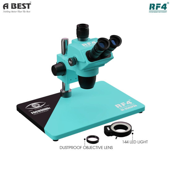 RF4 RF-6565 PRO 6.5-65X SYNCHRONOUS ZOOM TRINOCULAR STEREO MICROSCOPE WITH ALUMINUM ALLOY BASE