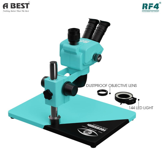 RF4 RF-6565 PRO 6.5-65X SYNCHRONOUS ZOOM TRINOCULAR STEREO MICROSCOPE WITH ALUMINUM ALLOY BASE