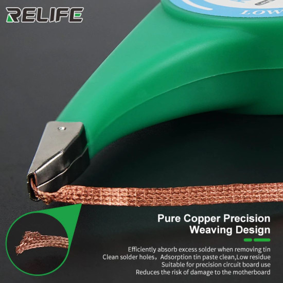 RELIFE RL-1520 NO-CLEAN DESOLDERING COPPER WICK WITH THUMP WHEEL