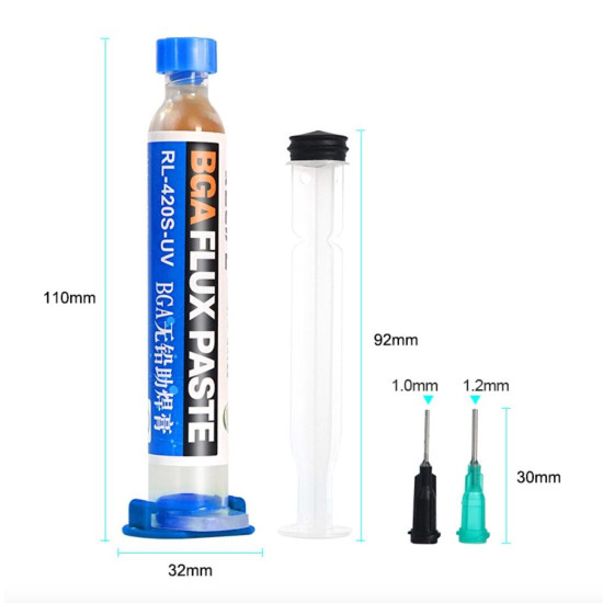 RELIFE RL-420S UV BGA LEAD-FREE SYRINGE TYPE FLUX PASTE WITH PUSH ROD