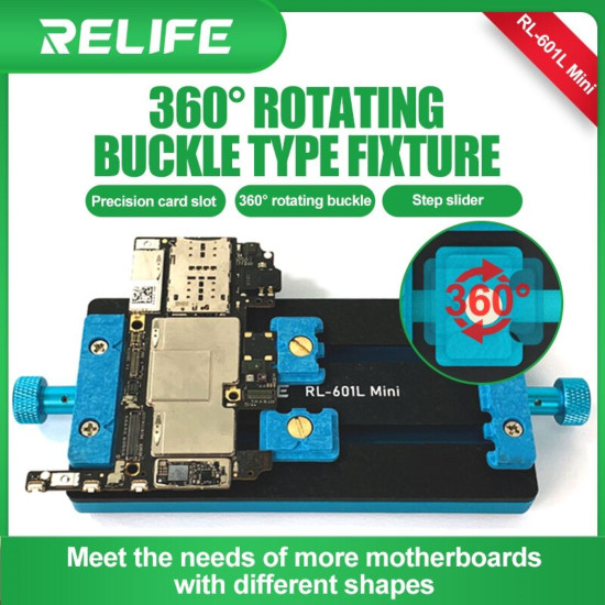 RELIFE RL-601L MINI 360° ROTATING BUCKLE TYPE UNIVERSAL MOTHERBOARD HOLDER FOR MOBILE PHONE REPAIR