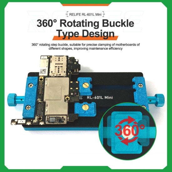 RELIFE RL-601L MINI 360° ROTATING BUCKLE TYPE UNIVERSAL MOTHERBOARD HOLDER FOR MOBILE PHONE REPAIR