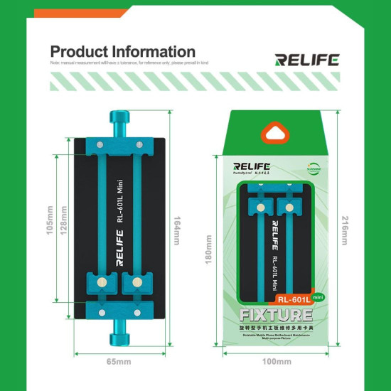 RELIFE RL-601L MINI 360° ROTATING BUCKLE TYPE UNIVERSAL MOTHERBOARD HOLDER FOR MOBILE PHONE REPAIR