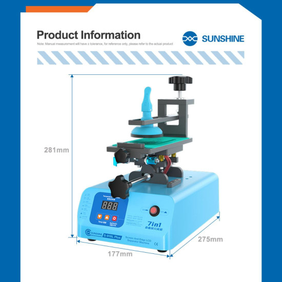 SUNSHINE S-918L PLUS 7-IN-1 360° CURVED & FLAT SCREEN SEPARATOR WITH LCD FRAME AND GLUE REMOVER