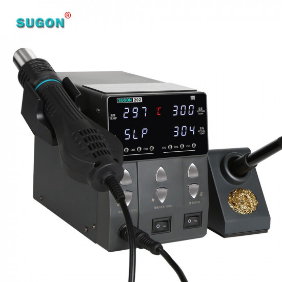 SUGON 202 2IN1 SOLDERING IRON & HOT AIR GUN REWORK STATION ELECTRIC FOR PCB - IC/SMD/BGA