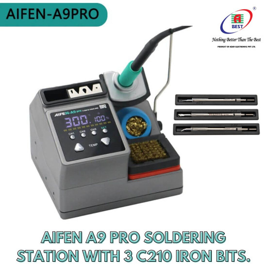 AIFEN A9 PRO SMART SOLDERING STATION FOR BGA PCB REPAIR WITH 3 IRON BITS - COMPATIBLE C115 / C210 / C245 HANDLES