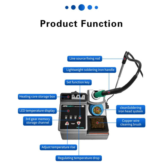 AIFEN A9 PRO SMART SOLDERING STATION FOR BGA PCB REPAIR WITH 3 IRON BITS - COMPATIBLE C115 / C210 / C245 HANDLES