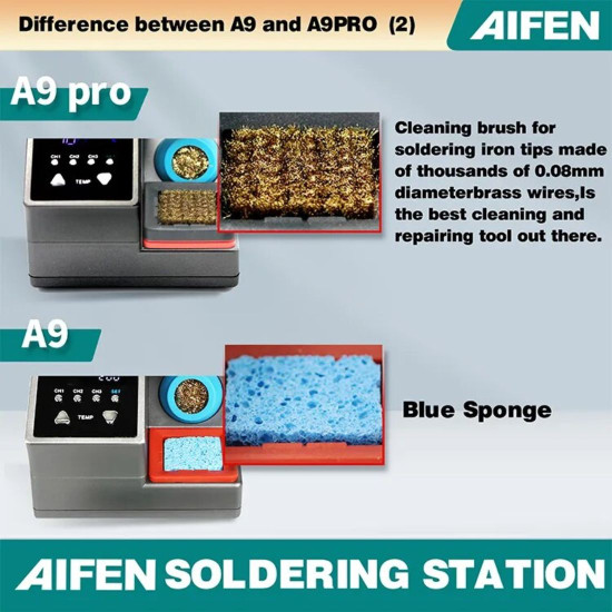 AIFEN A9 PRO SMART SOLDERING STATION FOR BGA PCB REPAIR WITH 3 IRON BITS - COMPATIBLE C115 / C210 / C245 HANDLES