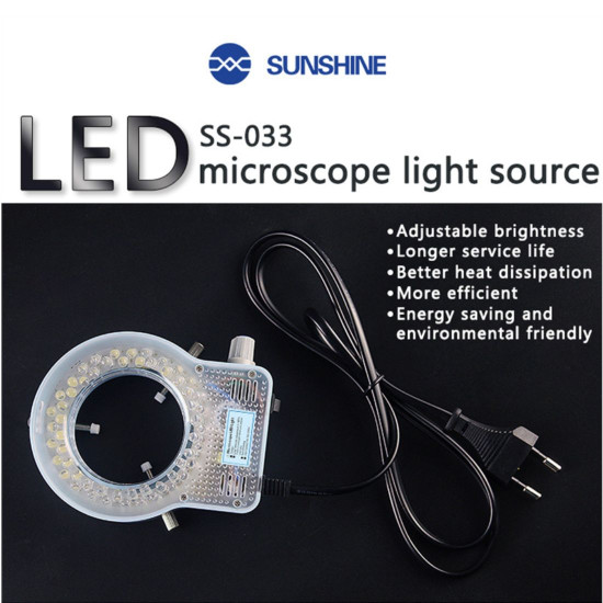 SUNSHINE SS-033 LED MICROSCOPE RING LIGHT SOURCE WITH 56 LED FOR STEREO MICROSCOPE