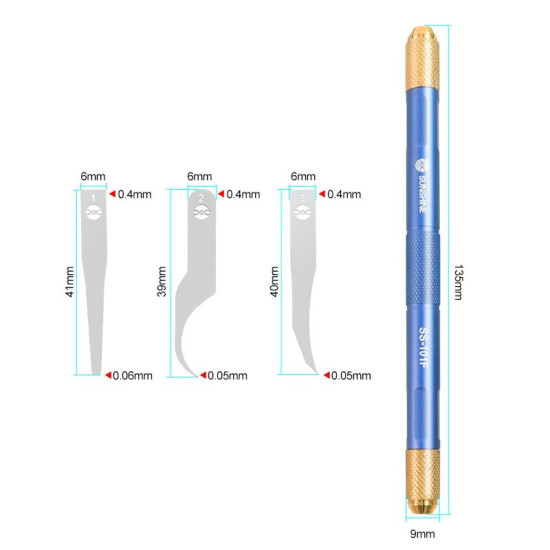 SUNSHINE SS-101F IC REPAIR ADVANCED BLADE SET FOR SEPARATING DOT MATRIX / GLUE REMOVAL / CHIP REMOVAL