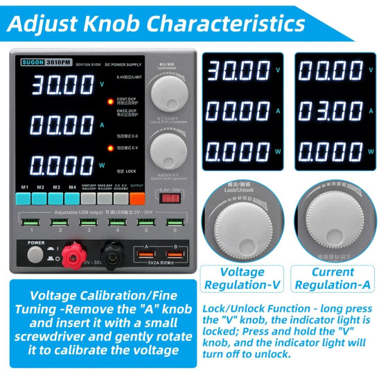 SUGON 3010PM ADJUSTABLE DIGITAL DC POWER SUPPLY WITH SHORT KILLER WITH MEMORY OPTION ( 30V~10AMP )