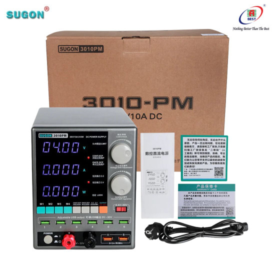 SUGON 3010PM ADJUSTABLE DIGITAL DC POWER SUPPLY WITH SHORT KILLER WITH MEMORY OPTION ( 30V~10AMP )