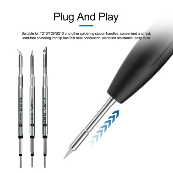 SUNSHINE SS-C210-I/IS/K SOLDERING IRON TIP FOR JBC/GVM/OSS TEAM T210 SOLDERING STATION