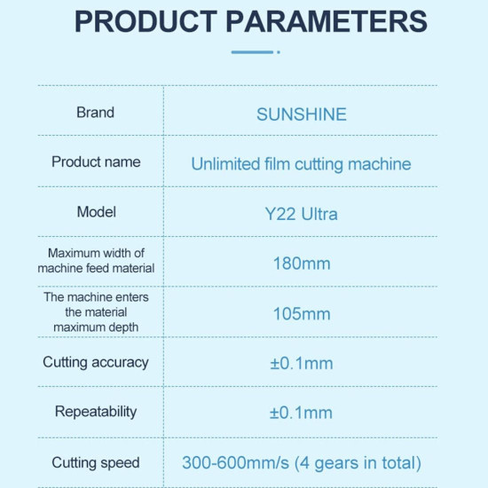 SUNSHINE Y22 ULTRA UNLIMITED FREE CUT FOR MOBILE PHONE SCREEN PROTECTOR FILM CUTTING MACHINE