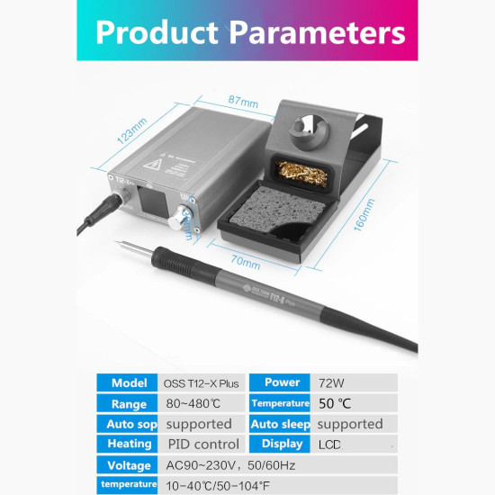OSS TEAM T12-X PLUS TEMPERATURE CONTROLLER DIGITAL SOLDERING STATION 72W