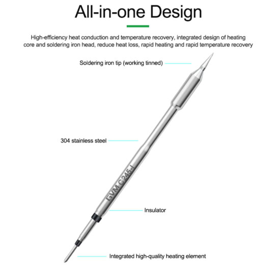 SUNSHINE GVM C245-I STRAIGHT SOLDERING IRON TIP FOR JBC/GVM/OSS TEAM T245 SOLDERING STATION