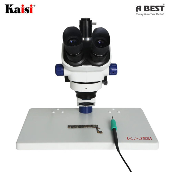 KAISI TX-350E 7X-50X STEREO 3D MICROSCOPE WITH EXHAUST FAN & BIG BASE FOR MOBILE PHONE PCB REPAIR