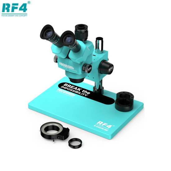 RF4 RF-6555 PRO Max 6.5X-55X Trinocular Full HD Stereo Microscope With Zooming 0.48X CTV Camera Lens & LED Adjustable Light - 2024 EDITION