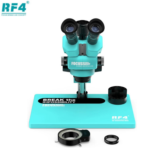 RF4 RF-6555 PRO Max 6.5X-55X Trinocular Full HD Stereo Microscope With Zooming 0.48X CTV Camera Lens & LED Adjustable Light - 2024 EDITION